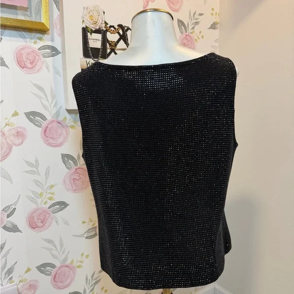 St. John Vintage Women's Knit Metallic Beaded Crop Black Tank Top 2002 - Picture 4 of 7